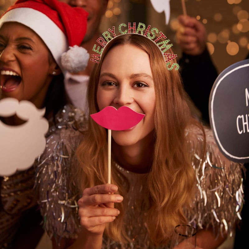 CIEHER Happy New Year Headband - Crystal Merry Christmas & New Year Party Crown - Colorful - Image 5